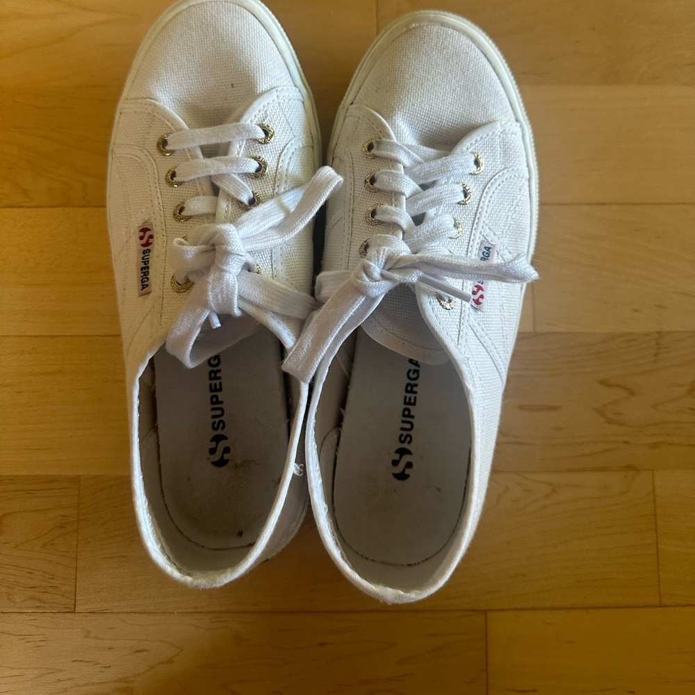 SUPERGA WHITE CLOTH SNEAKERS WORN ONCE